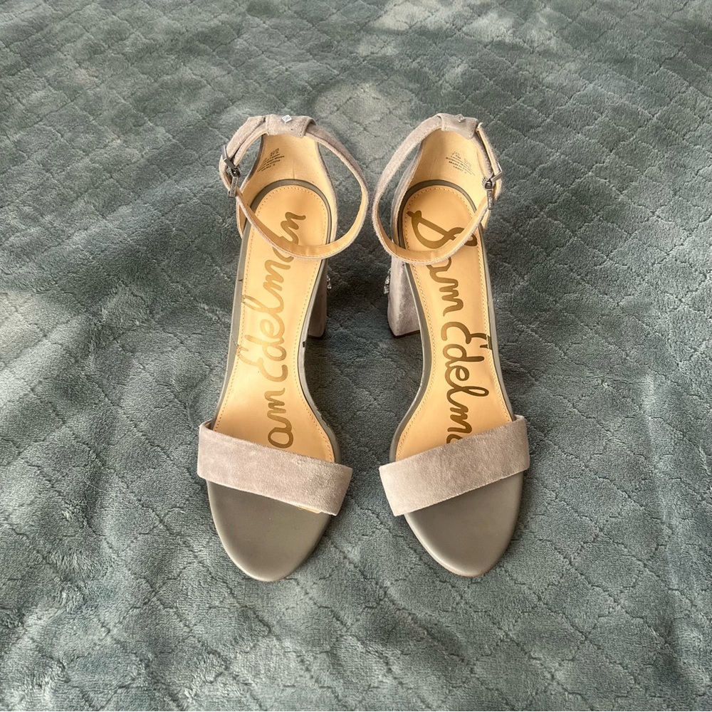 Sam Edelman Gray Chunky Heels with Rhinestone Embellishments 7.5 - Picture 2 of 7